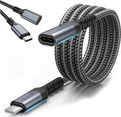 Kabllo zgjatuese USB C Zenwire, 2m, Thunderbolt 3 4, 100W, gri