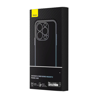 Mbulesë magnetike Baseus Synthetic Fiber për iPhone 14 Pro, set me xham mbrojtës, e zezë