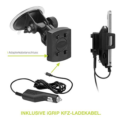 Држач за телефон за автомобил IGRIP Universal Charging Dock, со полнач, со вакуум, црн