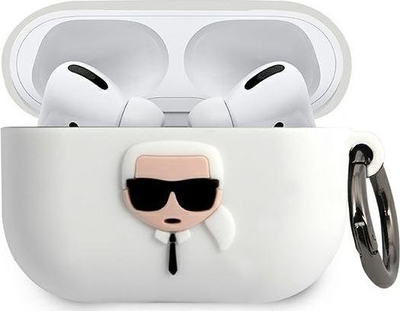 Mbrojtëse silikoni Karl Lagerfeld për AirPods Pro, të bardhë 