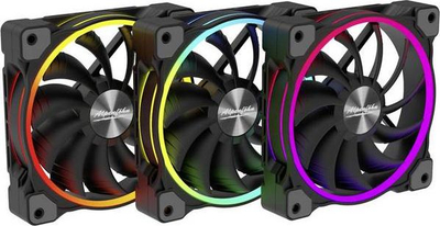 Ventilatorë PC Alpenfohn Wing Boost 3 ARGB, set 3x 140mm, të zinj
