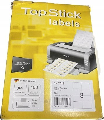Etiketa vetëngjitëse TopStick ILK 8716, 105 x 74 mm, A4, të bardha