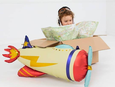 Balonë folie PartyDeco avion, 91x39cm, shumëngjyrëshe