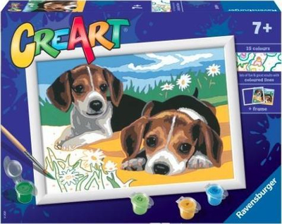 Set pikturimi Ravensburger CreArt, Paint by Numbers, Jack Russell Puppies