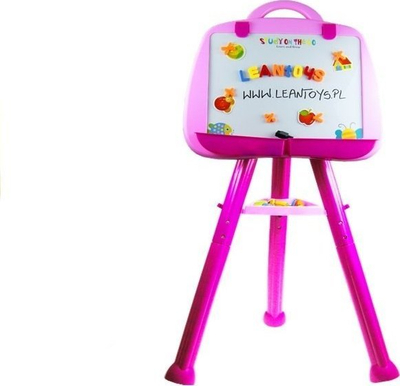 Tabla magnetike për kalamaj Magnetic Board, me shkronja dhe numra, me molbert, rozë