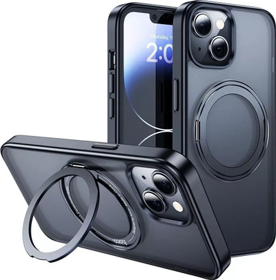 Mbulesë telefoni Hoco AS1 për iPhone 15 Plus, me unazë MagSafe, e zezë
