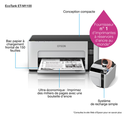 Printer inkjet Epson EcoTank M1100, mono, A4, USB, i bardhë