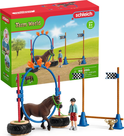 Set lodrash Schleich Farm World Pony Agility Race, 26 pjesë, edukativ