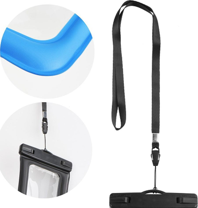 Këllëf universal uji-rezistent për telefon, 6.6", me rrip edhe byrylek, blu