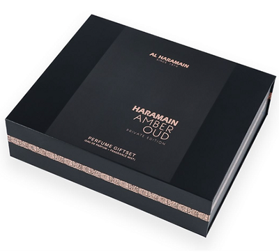 Set aromatik Al Haramain Amber Oud Private Edition. EDP 75 ml + EDP 30 ml + sprej për trup 250 ml