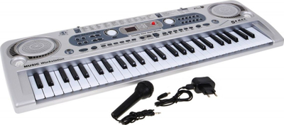 Keyboard muzikor për kalamaj MQ-824USB, 54 taste, me mikrofon, ngjyrë argjendtë