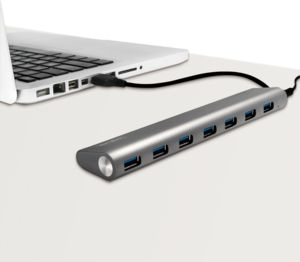 USB концентратор LogiLink UA0308, 7 USB 3.2 Gen 1 порти, 5 Gbit/s, сив