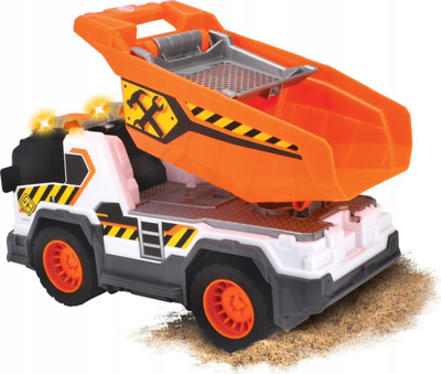 Lodër kamion ndërtimi Dickie Dump Truck, 30cm, dritë dhe zë, portokalli