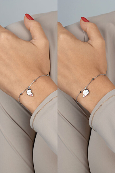 Set byzylykësh për femra Brilio Silver SET278W, 2 copë, të argjendtë/ të kuq