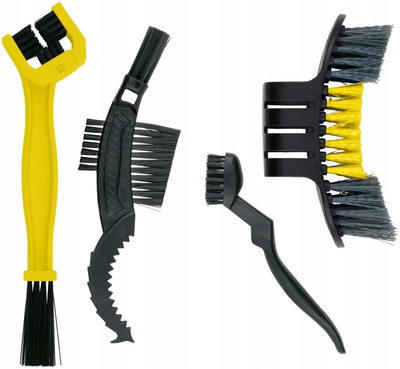 Set furçash pastrimi biçiklete Dunlop, 4 pjesë, e zezë e verdhë