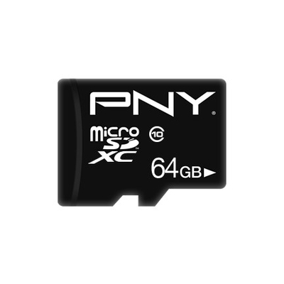 Мемориска картичка PNY Performance Plus, 64GB, microSDXC Class 10, црна