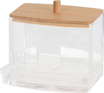 Kuti kozmetike Eleganza Cosmetic Container, me kapak bambuje, transparente