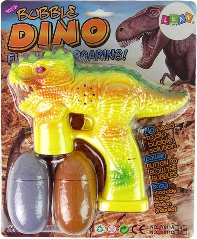 Pistoletë flluskash Leantoys Dinosaur, me vezë, e verdhë