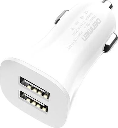Karikues veture Demen D208, 2x USB, 2.1A, i bardhë