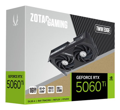 Kartë grafike ZOTAC NVIDIA GeForce RTX 5060 Ti Twin Edge, 16GB GDDR7, e zezë