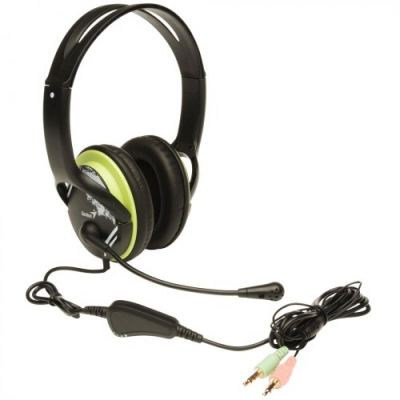 Kufje me mikrofon Genius HS-400A, me kabllo, grafit me jeshile