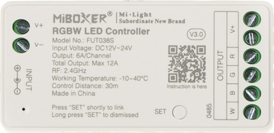 Kontrollues LED Milight FUT038s, për shirit LED RGB, kontroll zonal
