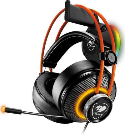 Mbajtëse kufjesh Cougar Bunker S RGB, bazë vakumi, me USB, e zezë