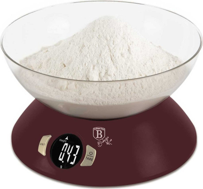 Peshore kuzhine BerlingerHaus Designer, me enë matëse, 5 kg, e kuqe bordeaux