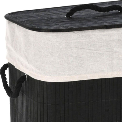 Shportë rrobash Vilde, 60L, bambu, e zezë