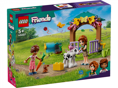 Lodër ndërtime LEGO Friends Autumn Baby Cow Shed 42607, set fermë, 5+