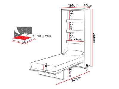 Krevat BED CONCEPT BC-03 90x200 vertikal,