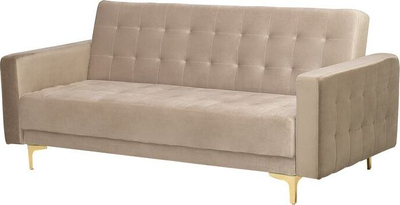 Divan krevati Beliani Aberdeen, 3 vende, kadife, bezhë rëre