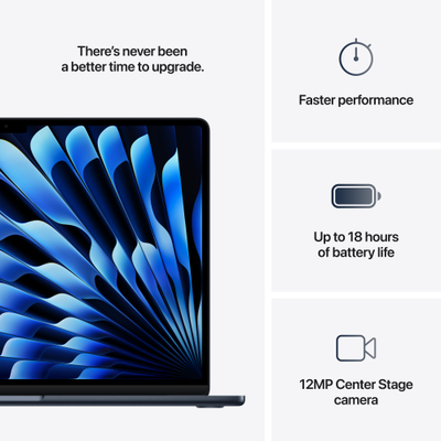 Apple MacBook Air, 15.3", M4 10-core, 16GB, 256GB SSD, 10-core GPU, Midnight