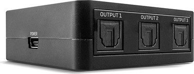 Ndarës audio optik Lindy, 3 porta TosLink, digjital, i zi