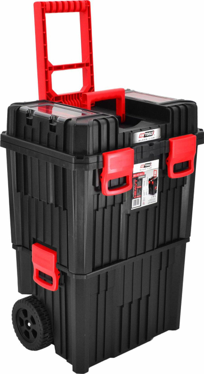 Kuti veglash me rrota AWTOOLS Toolbox, 450x360x640mm, nga plastike e fortë, ngjyrë e zezë