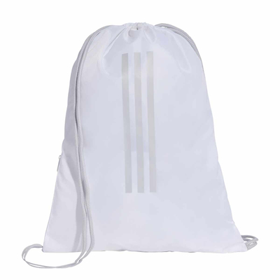 Çantë sportive adidas Real Madrid Gymsack JX3188, 100% poliester i ricikluar, xhep anësor me zinxhir, e bardhë