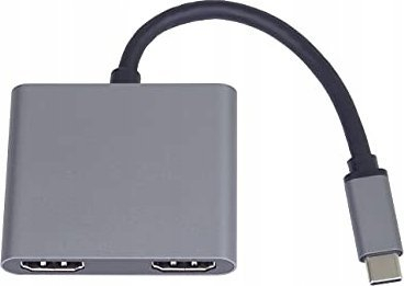 Adapter MST PremiumCord USB C në 2x HDMI, USB 3.0, 4K, gri