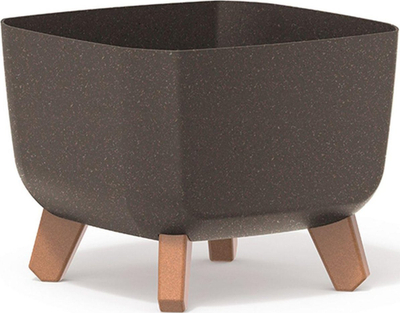 Vazo me lule Gracia Square Eco Wood, 24cm, katrore, kafe