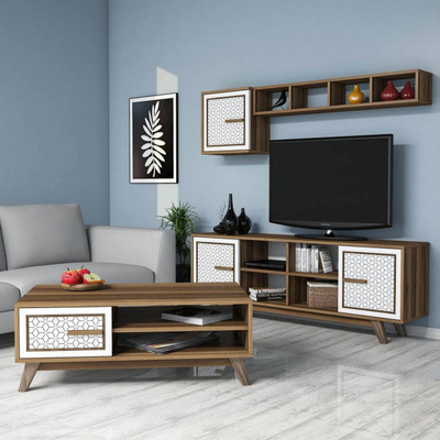 Set mobilie për dhomë ndejeje (HM11852.03), bardhë
