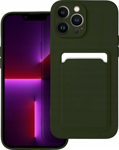 Mbulesë telefoni Forcell për iPhone 13 Pro Max, silikon i butë, me xhep për kartë, jeshile e errët