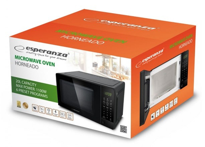 Furrë me mikrovalë Esperanza HORNEADO, 20L, panel digjital, e zezë