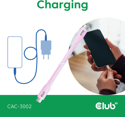 Kabllo USB4 Club3D Type-C në Type-C, 2m, 240W, rozë