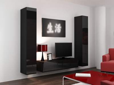 Komodinë TV Cama Meble Vigo 140, 140 cm, MDF, e zezë