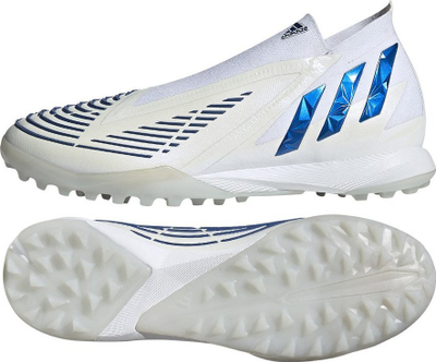 Këpucë futbolli adidas Predator Edge.1 TF GW3655, pa lidhëse, për tapet artificial, të bardha me blu