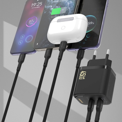 Karikues muri Dudao A28PCEU GaN, 45W PD, 2x USB C, i zi