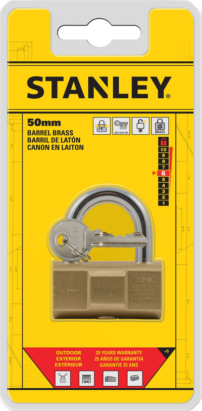 Надворешна брава Стенли 81122, 50mm, бронза, со клуч