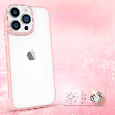 Kapak Kingxbar Sparkle Series për iPhone 13 Pro, TPU PC, me kristale, rozë