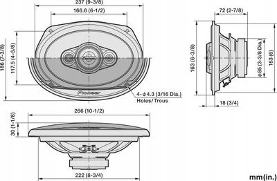 Авто звучници Pioneer TS-A6971F, 6x9", 4 насоки, црни