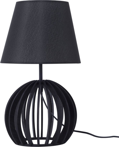 Lampë tavoline Beliani Samo, bazë druri, abazhur polycotton, e zezë