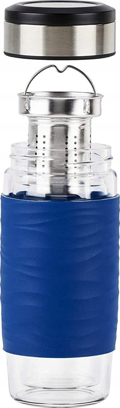 Termos Emsa Tea Mug, 420 ml, me sitë 2 në 1, blu